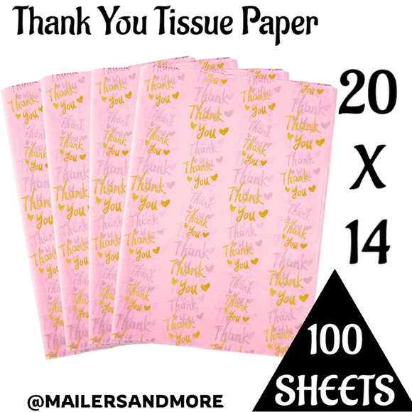 100 Pink Thank You Tissue Paper Sheets, 14x20 PRICE IS FIRM - Picture 2 of 11